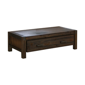 Solid Acacia Wood Coffee Table | Chocolate Finish | 1-Drawer Storage