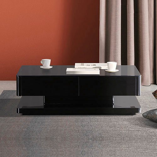 High Gloss Finish Stylish Coffee Table With 4 Drawers Storage