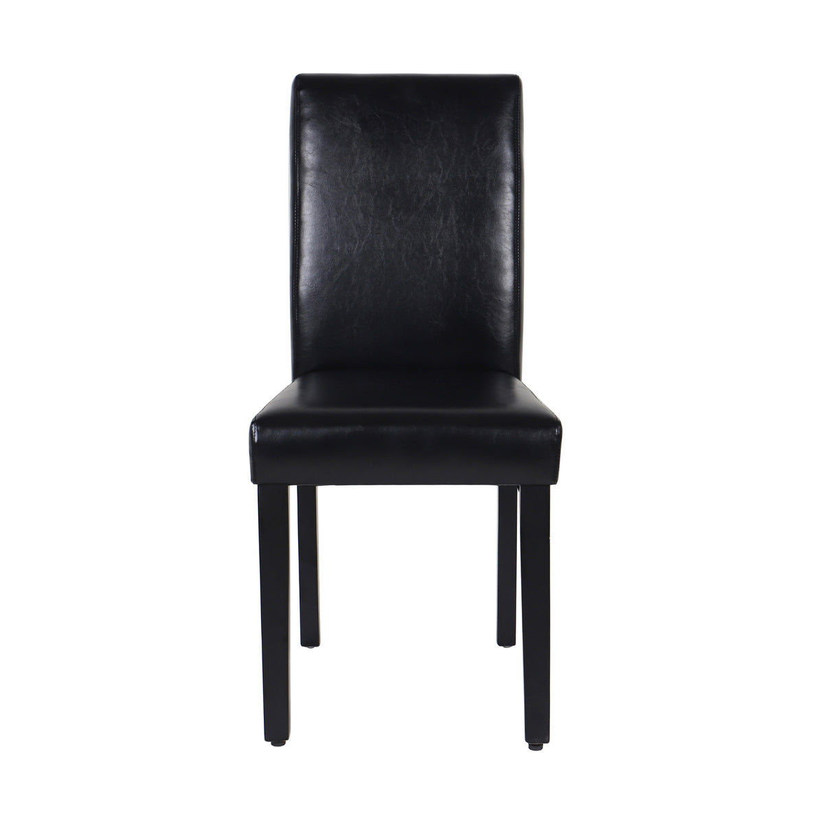 Set of 2 Black Leatherette Dining Chairs with Pine Legs