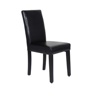 Set of 2 Black Leatherette Dining Chairs with Pine Legs