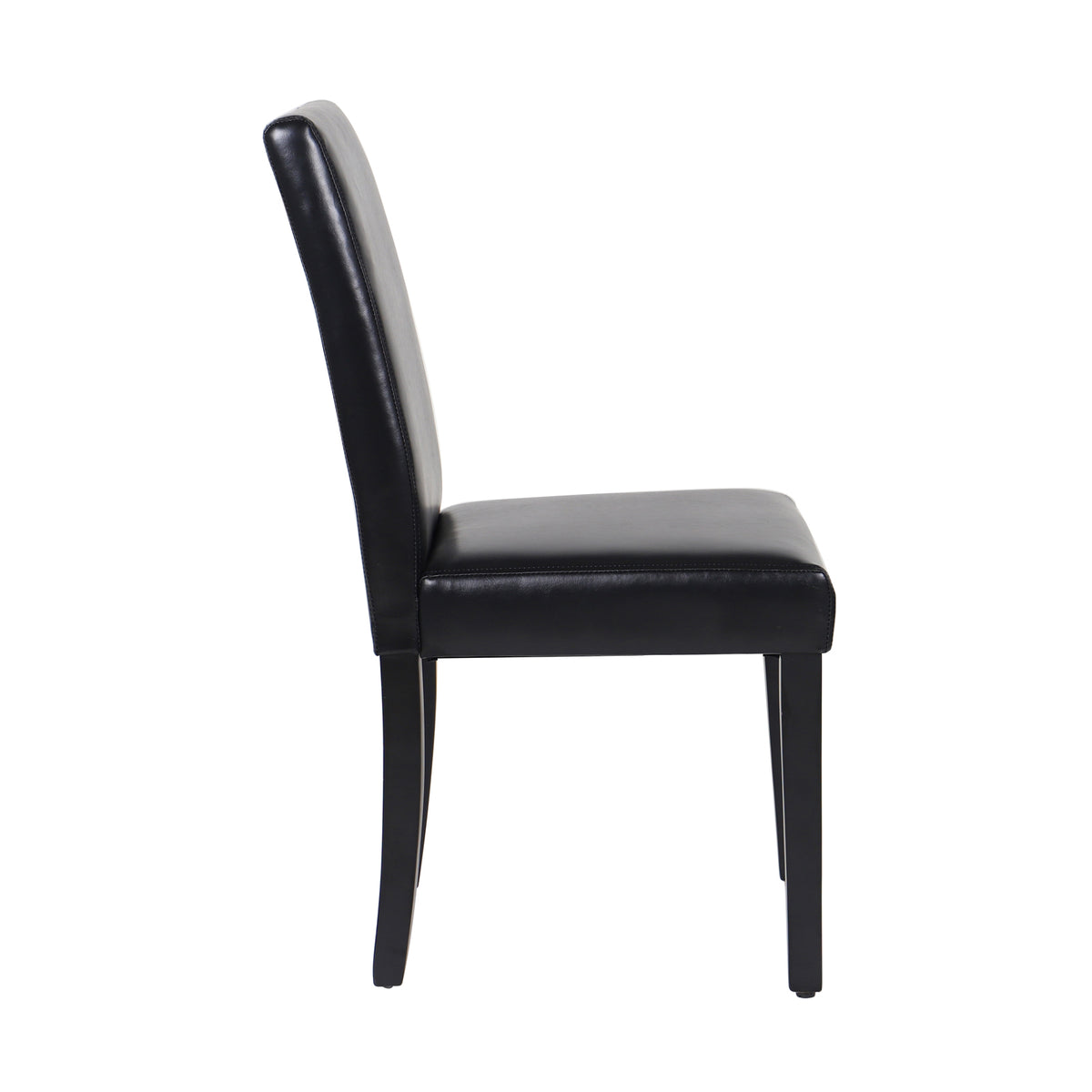 Set of 2 Black Leatherette Dining Chairs with Pine Legs