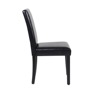 Set of 2 Black Leatherette Dining Chairs with Pine Legs