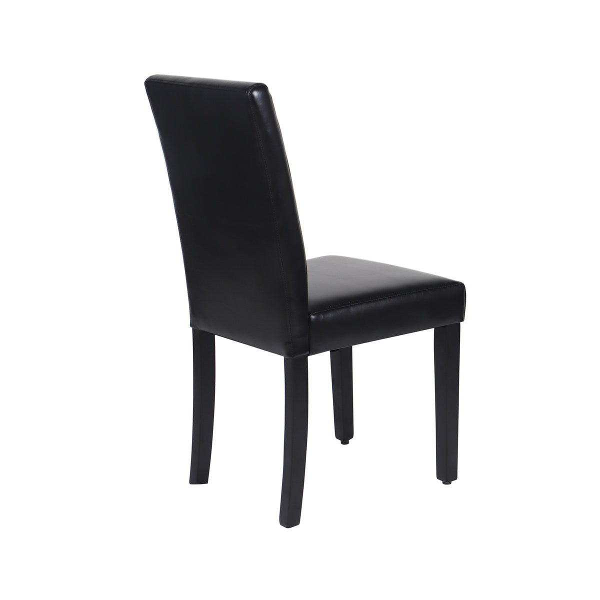 Set of 2 Black Leatherette Dining Chairs with Pine Legs