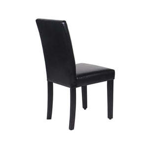 Set of 2 Black Leatherette Dining Chairs with Pine Legs