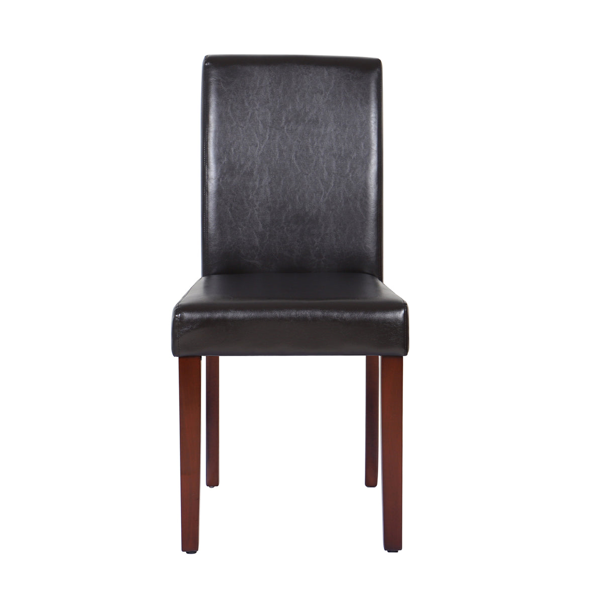 2x Wooden Frame Dining Chairs - Brown Leatherette | Solid Pine Legs