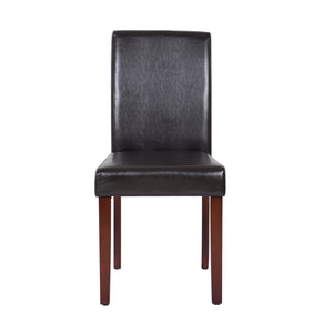 2x Wooden Frame Dining Chairs - Brown Leatherette | Solid Pine Legs