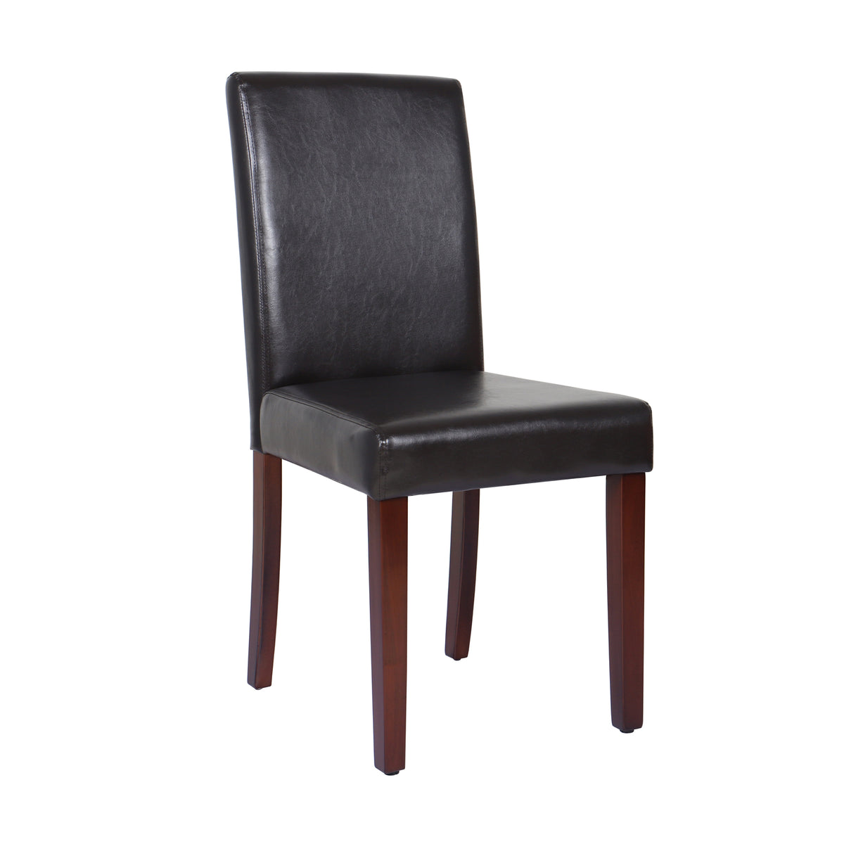 2x Wooden Frame Dining Chairs - Brown Leatherette | Solid Pine Legs