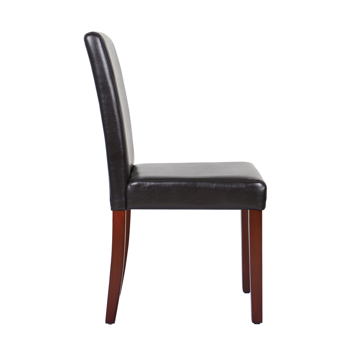 2x Wooden Frame Dining Chairs - Brown Leatherette | Solid Pine Legs