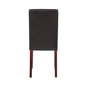 2x Wooden Frame Dining Chairs - Brown Leatherette | Solid Pine Legs