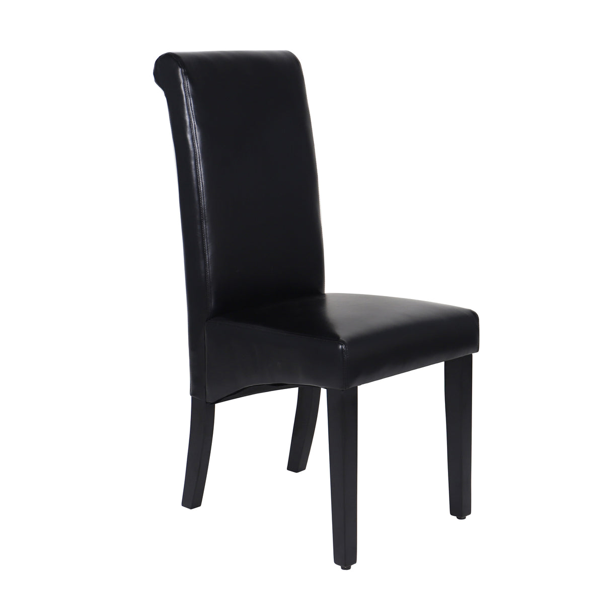 2x Black Leatherette Dining Chairs with Wooden Frame