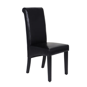 2x Black Leatherette Dining Chairs with Wooden Frame
