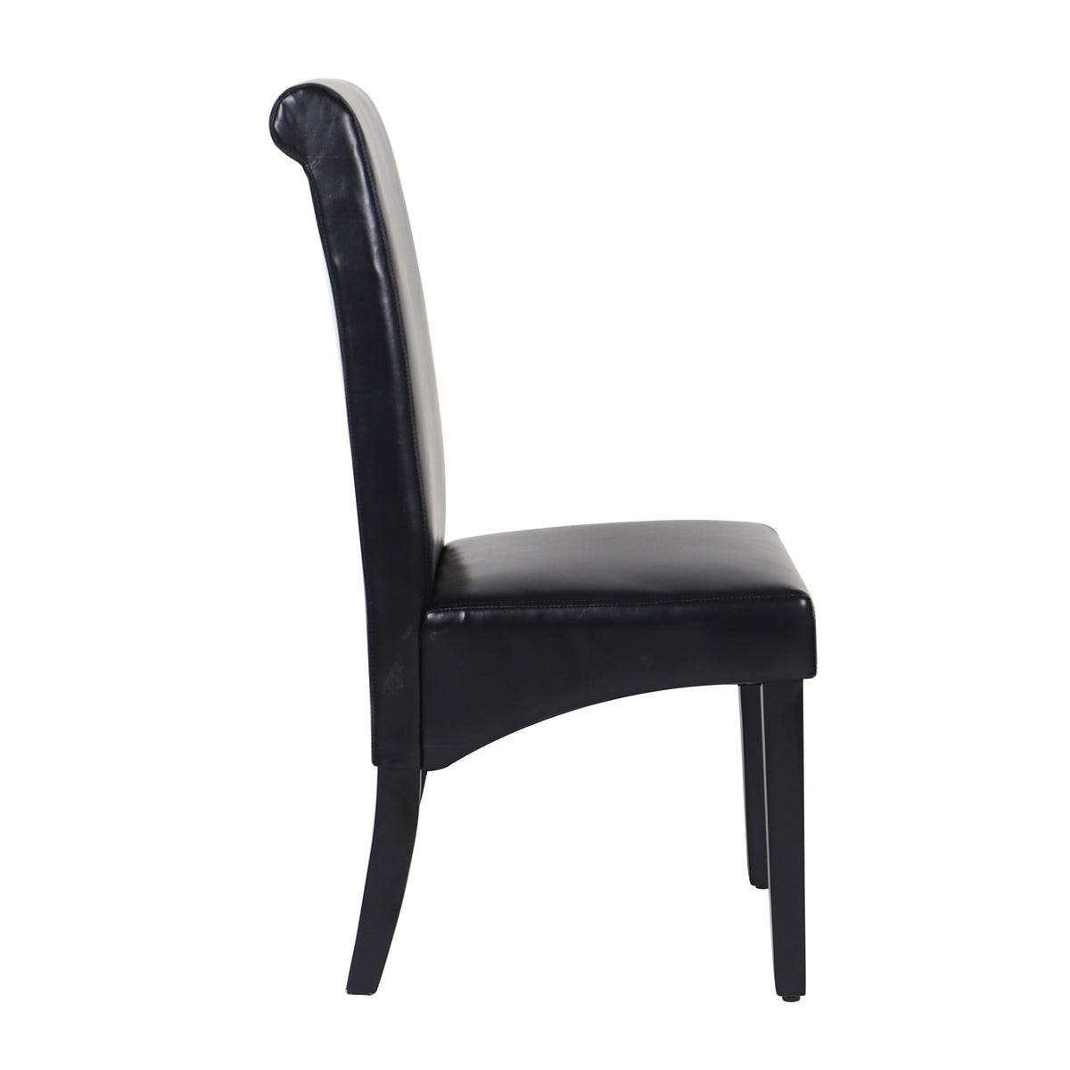 2x Black Leatherette Dining Chairs with Wooden Frame