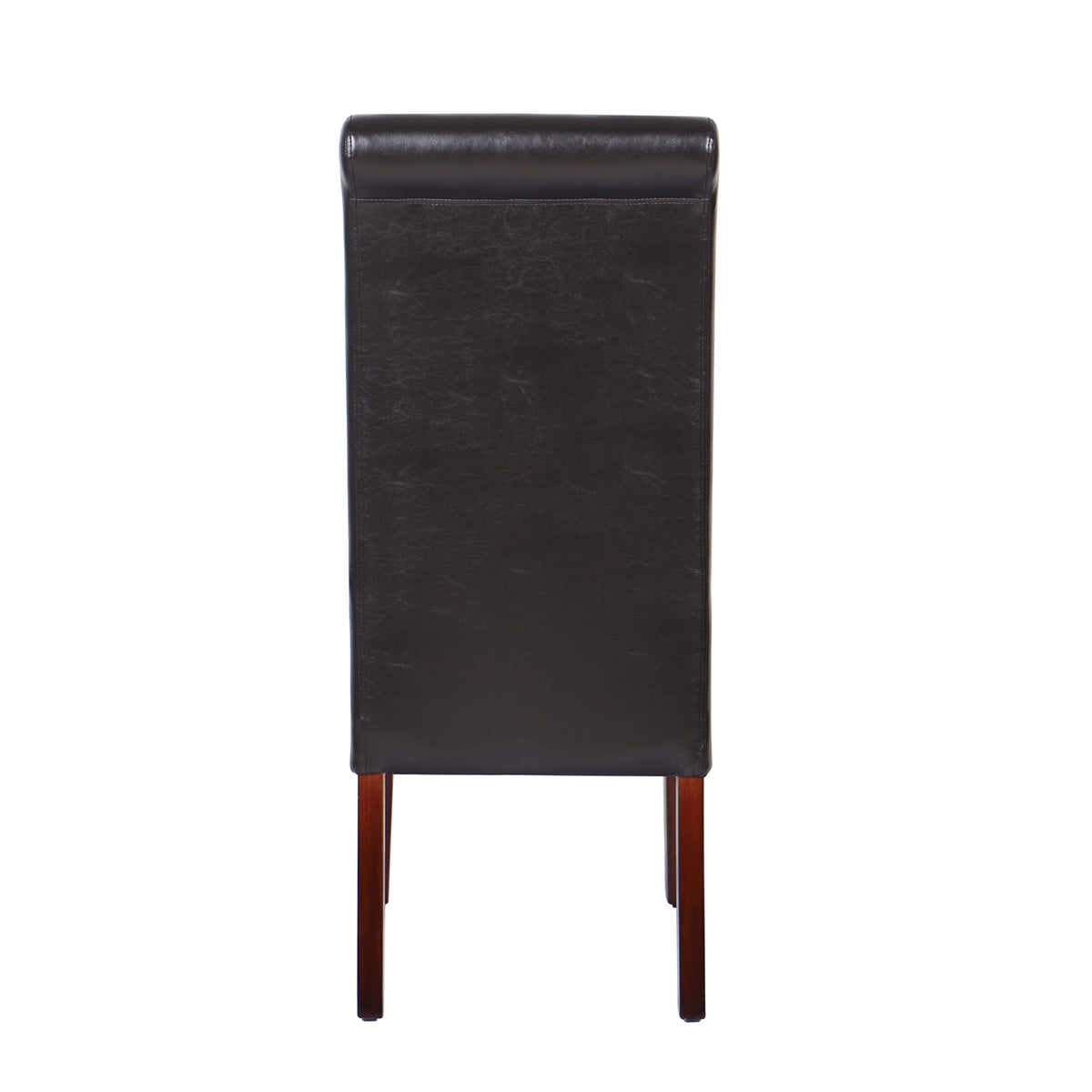 2x Wooden Frame Dining Chairs - Brown Leatherette | Solid Pine Legs