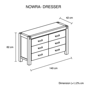Dresser With 6 Storage Drawers In Solid Acacia & Veneer