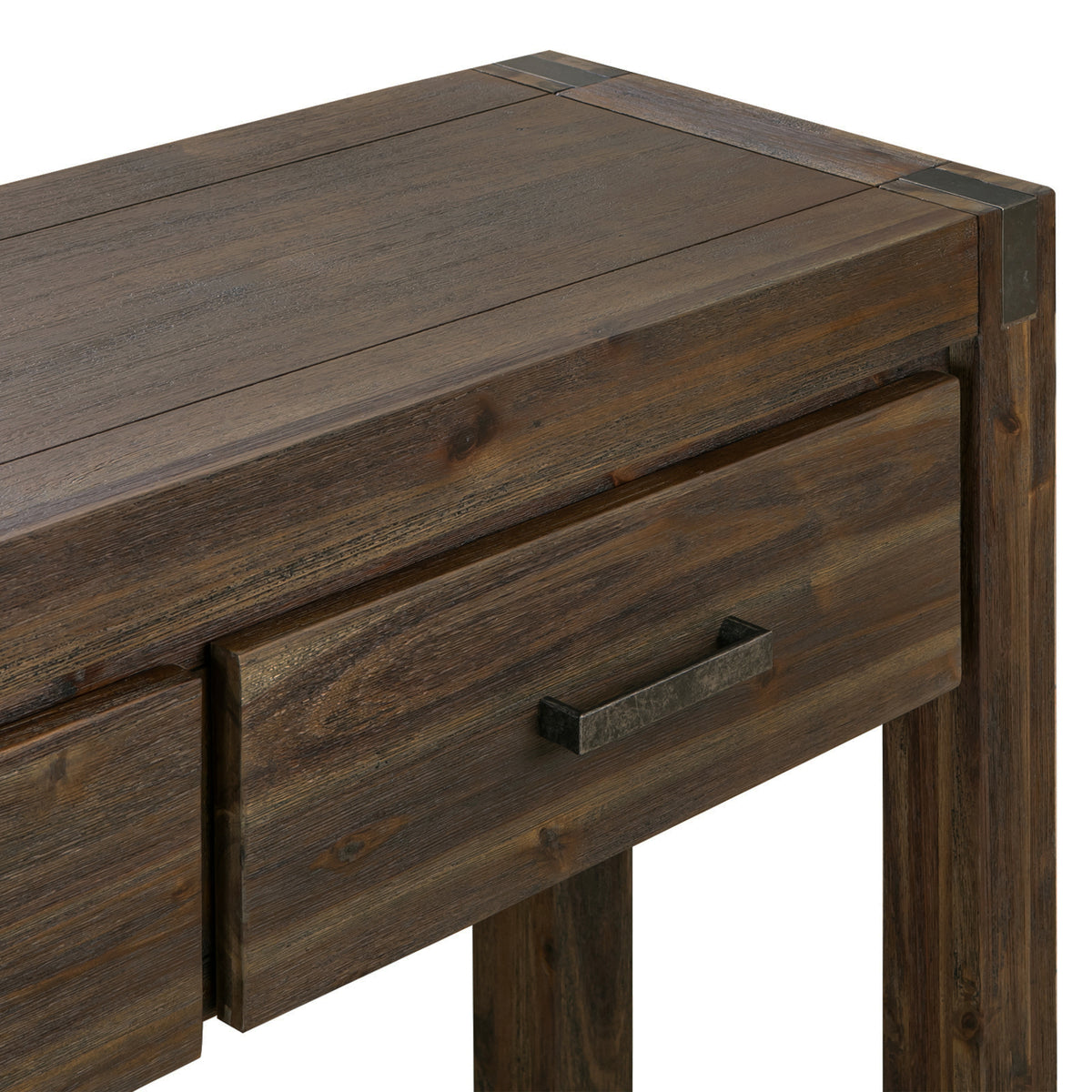 Chocolate Color Hall Table - Solid Acacia Wooden Frame - 2 Storage Drawers