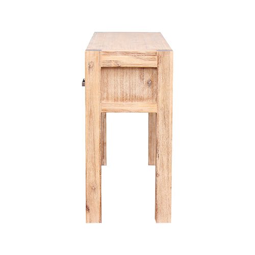 Solid Acacia Oak Coloured 2 Storage Drawer Wooden Hall Table