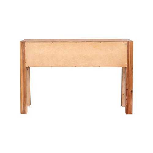 Solid Acacia Oak Coloured 2 Storage Drawer Wooden Hall Table