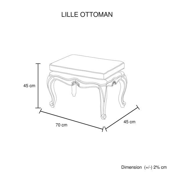 Beige Linen Fabric Ottoman With Oak Wood Legs