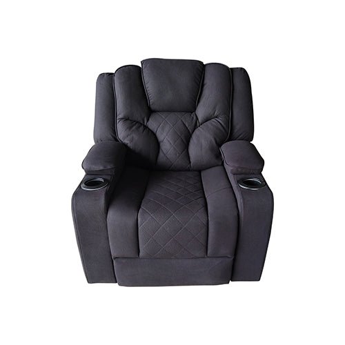 Rhino Black Fabric Electric Recliner Couch - Single Seater