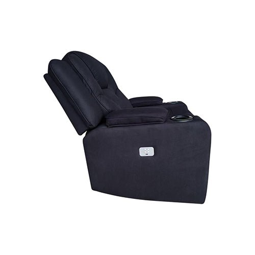 Rhino Black Fabric Electric Recliner Couch - Single Seater