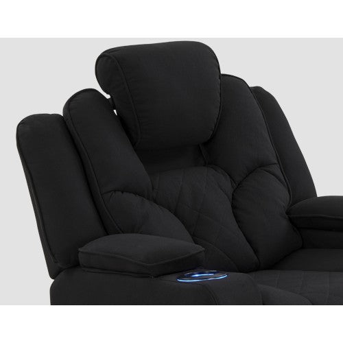 Rhino Black Fabric Electric Recliner Couch - Single Seater