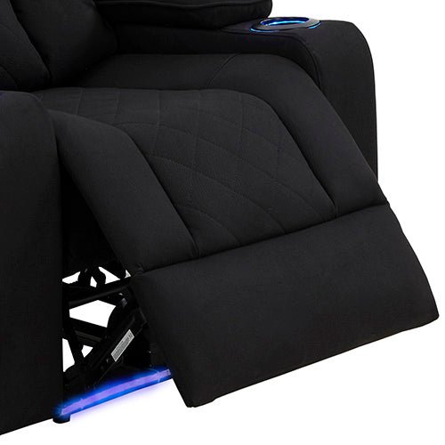 Rhino Black Fabric Electric Recliner Couch - Single Seater