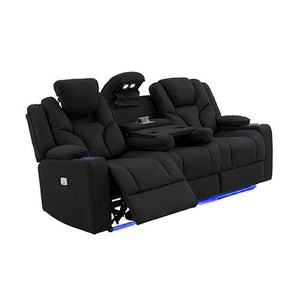Electric Rhino Fabric Black Recliner Couch