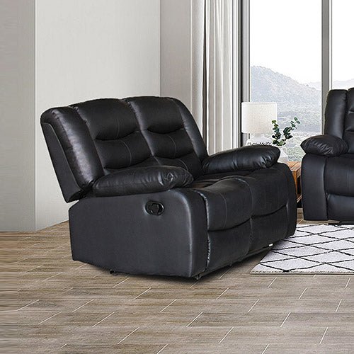 Black 2 Seater Recliner Sofa With Faux Leather Finish