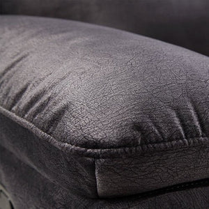 5 Seater Velvet Grey Fabric Corner Couch With Quilted Back Cushions