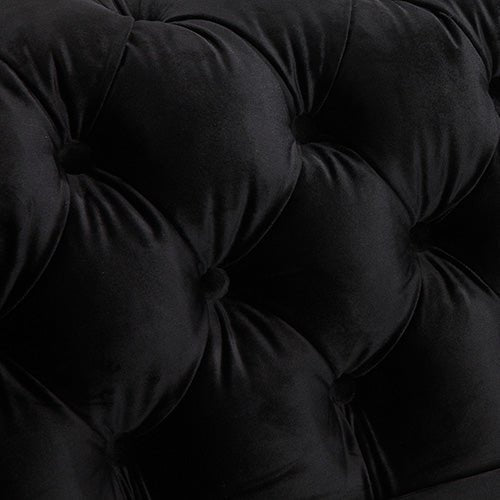 3+2 Seater Black Velvet Fabric Sofa Lounge With Metal Legs