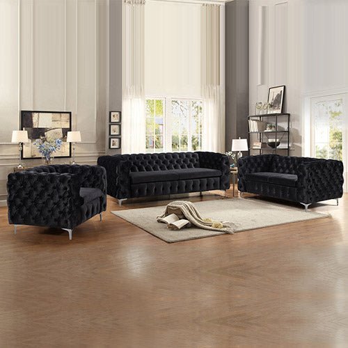 Black Velvet 3+2+1 Seater Sofa Lounge Set