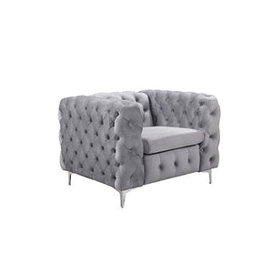 Grey Velvet 3+2+1 Seater Classic Button Tufted Sofa Lounge