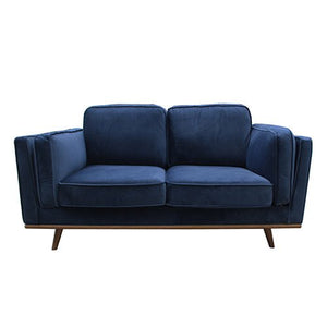 3+2 Seater Blue Fabric Sofa Lounge With Wooden Frame