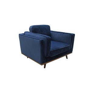 Blue Fabric 3+2+1 Seater Sofa Lounge Set With Wooden Frame
