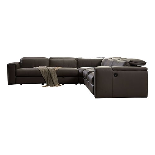 Square Corner Sofa Made From The Finest Genuine Leather - Electric Recliner