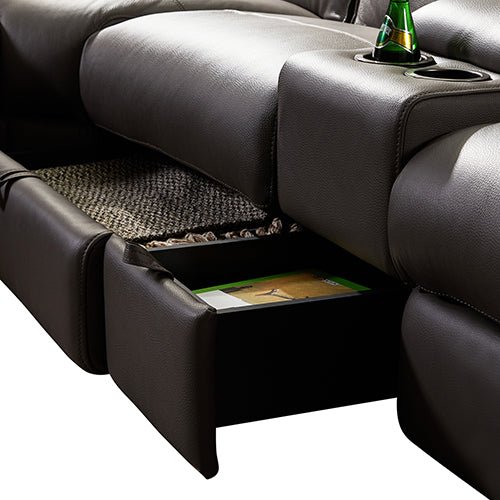 Square Corner Sofa Made From The Finest Genuine Leather - Electric Recliner