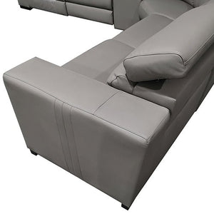 Grey 6 Seater Real Leather Sofa Lounge