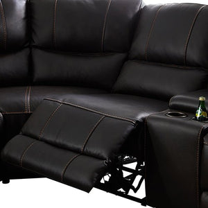 Genuine Dark Brown Leather Corner Electric Recliner Sofa