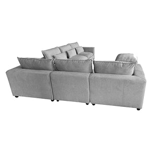 Grey 6 Seater Cloud Sectional Sofa In Belfast Fabric