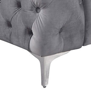 Grey Velvet 3 Seater Classic Button Tufted Lounge