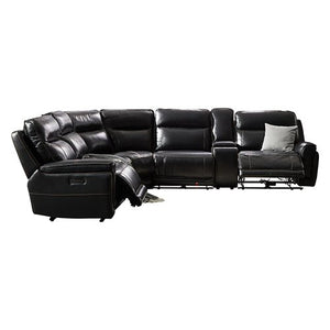 Genuine Black Leather 6 Seater Corner Sofa