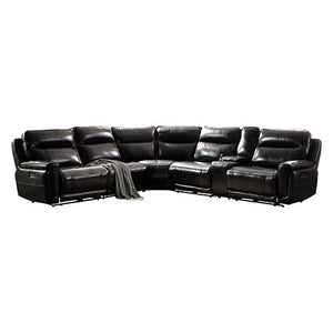 Genuine Black Leather 6 Seater Corner Sofa