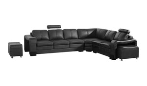6 Seater Faux Leather Corner Sofa Set With 2x Ottomans