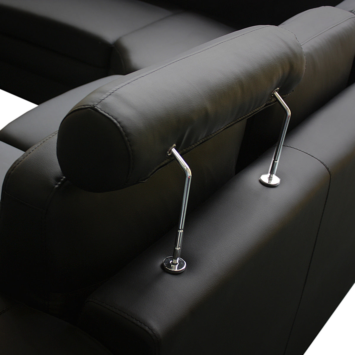 6 Seater Faux Leather Corner Sofa Set With 2x Ottomans