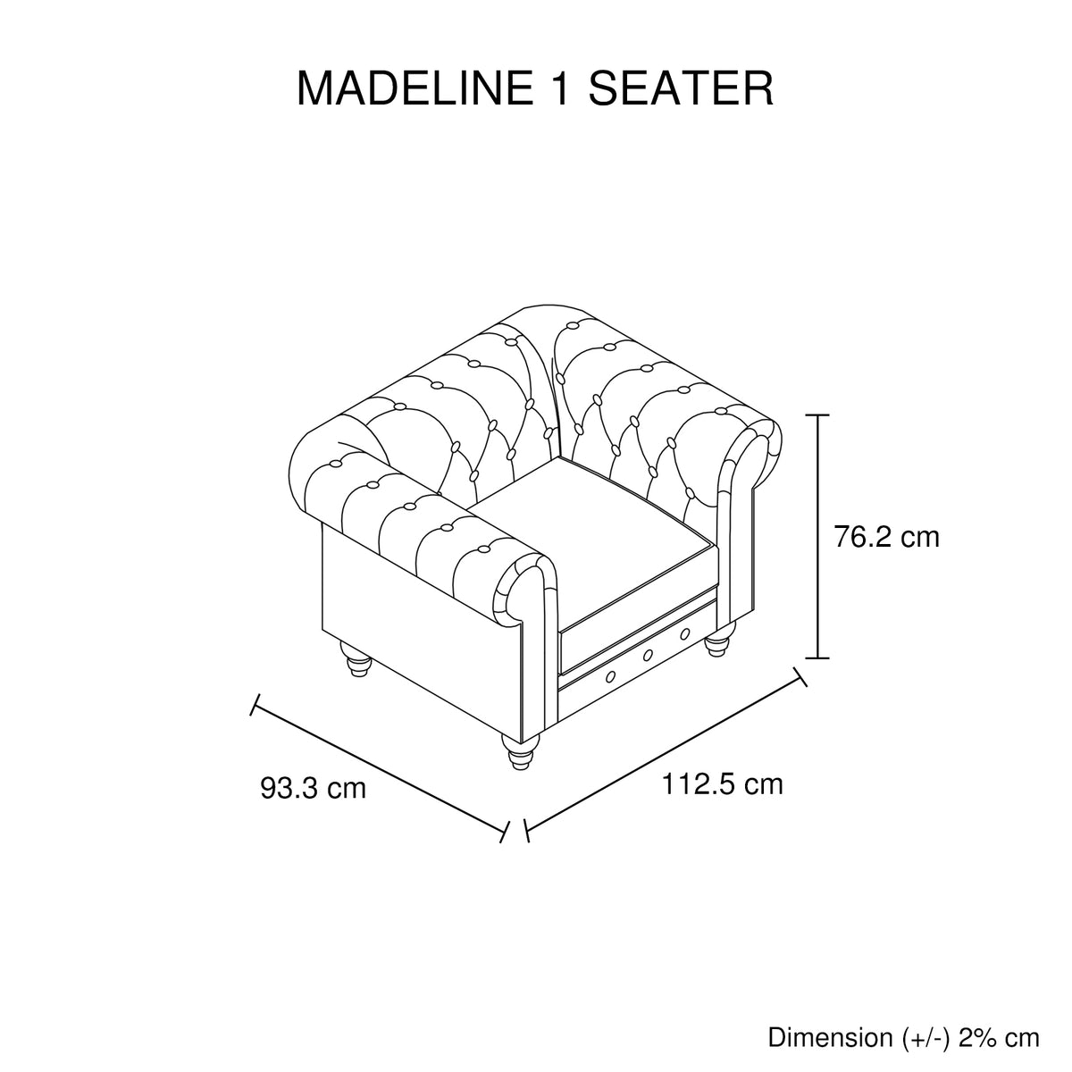 Single Seater Brown Faux Leather Sofa Armchair with Button Tufting