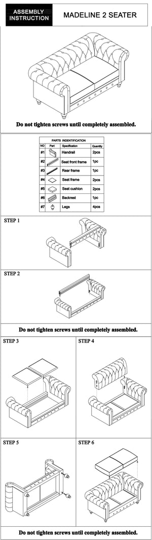 Brown Chesterfield Style 2 Seater Faux Leather Sofa with Button Tufting