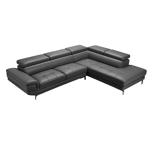 Grey Leatherette 5 Seater Corner Lounge