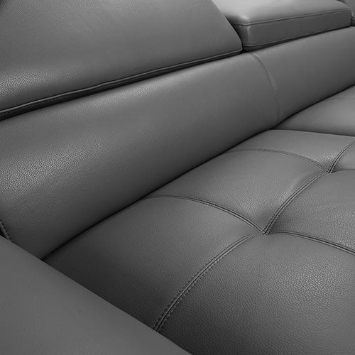 Grey Leatherette 5 Seater Corner Lounge