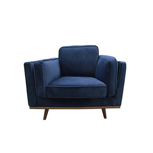 Modern Single Seater Armchair Sofa Lounge - Blue Velvet