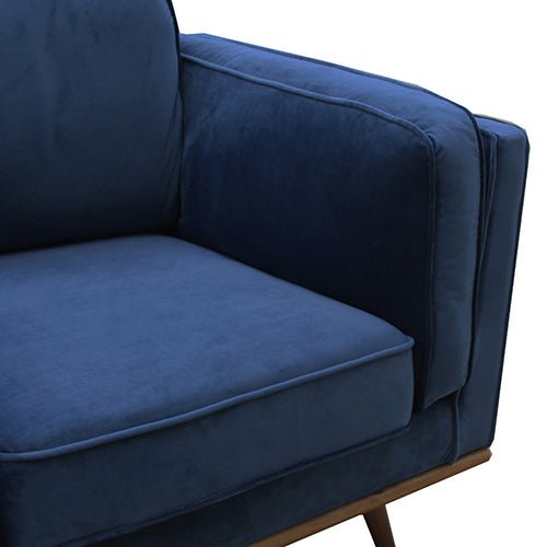 Modern Single Seater Armchair Sofa Lounge - Blue Velvet